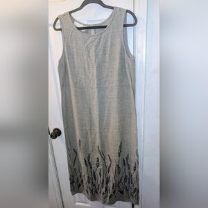 J. Jill Tan Linen Wheat Embroidered Sleeveless Maxi Dress